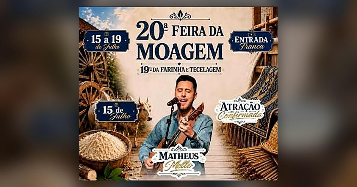 Cantor confirmado na Festa da Moagem